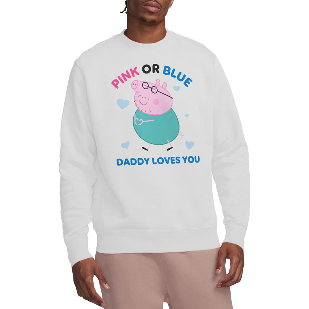 White - Front - Peppa Pig Unisex Adult Pink Or Blue Daddy Pig Loves You Sweatshirt