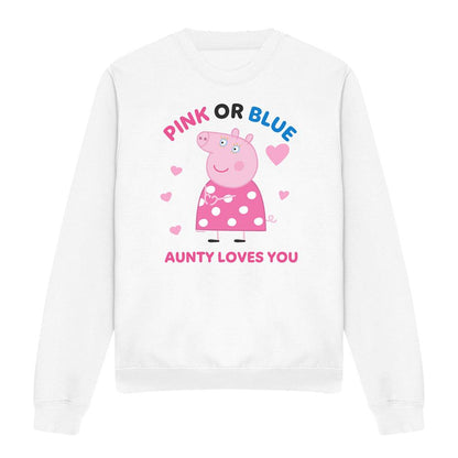 White - Lifestyle - Peppa Pig Womens-Ladies Pink Or Blue Aunty Pig Loves You Sweatshirt