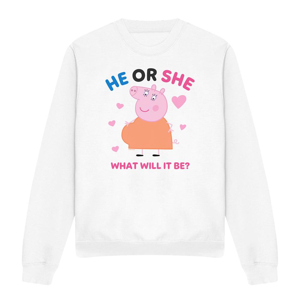 White - Lifestyle - Peppa Pig Womens-Ladies He Or She Mummy Pig Sweatshirt