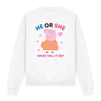 White - Lifestyle - Peppa Pig Womens-Ladies He Or She Mummy Pig Sweatshirt