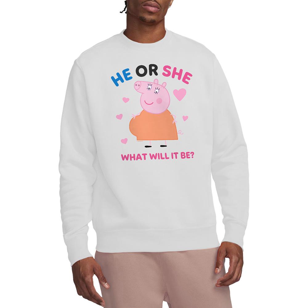 White - Front - Peppa Pig Womens-Ladies He Or She Mummy Pig Sweatshirt