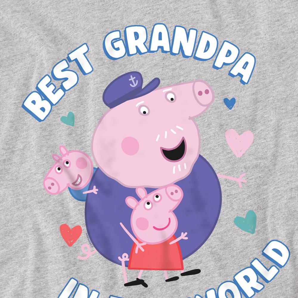 Heather Grey - Back - Peppa Pig Unisex Adult Best Grandpa In The World T-Shirt