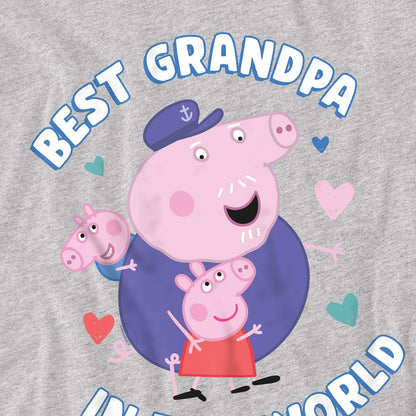 Heather Grey - Back - Peppa Pig Unisex Adult Best Grandpa In The World T-Shirt