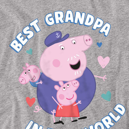Heather Grey - Back - Peppa Pig Unisex Adult Best Grandpa In The World Long-Sleeved T-Shirt