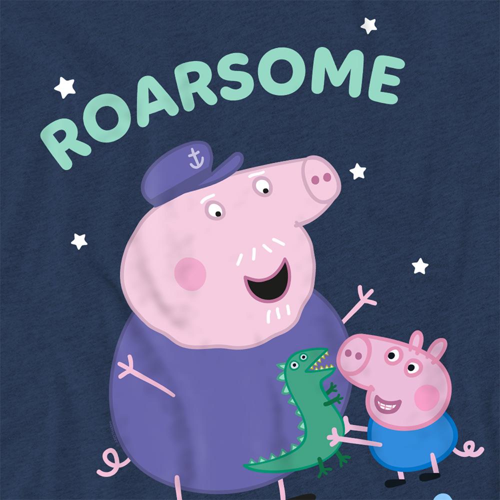 Heather Navy - Side - Peppa Pig Unisex Adult Roarsome Grandpa Pig T-Shirt
