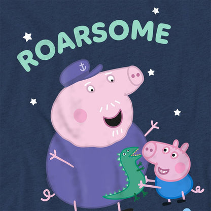 Heather Navy - Side - Peppa Pig Unisex Adult Roarsome Grandpa Pig T-Shirt