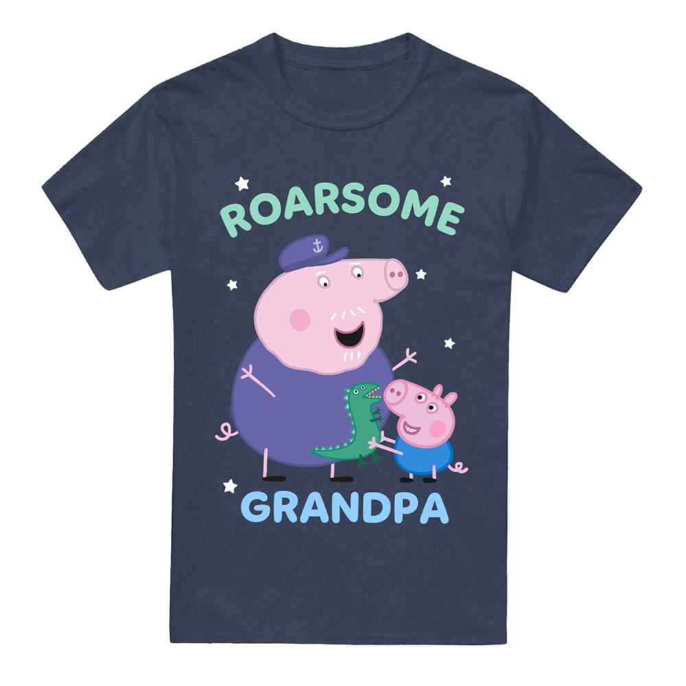 Heather Navy - Front - Peppa Pig Unisex Adult Roarsome Grandpa Pig T-Shirt