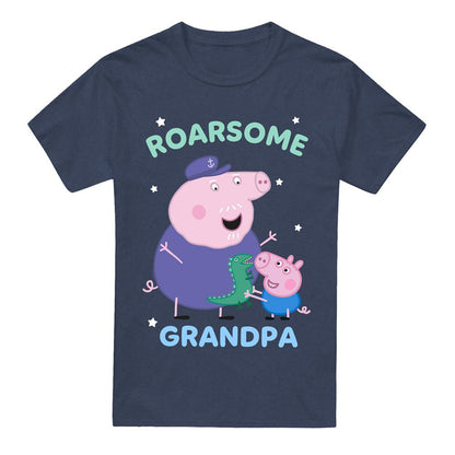 Heather Navy - Front - Peppa Pig Unisex Adult Roarsome Grandpa Pig T-Shirt
