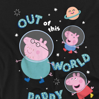 Black - Side - Peppa Pig Unisex Adult Out Of This World Daddy Pig T-Shirt