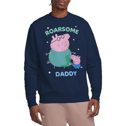 Navy - Front - Peppa Pig Unisex Adult Roarsome Daddy Sweatshirt