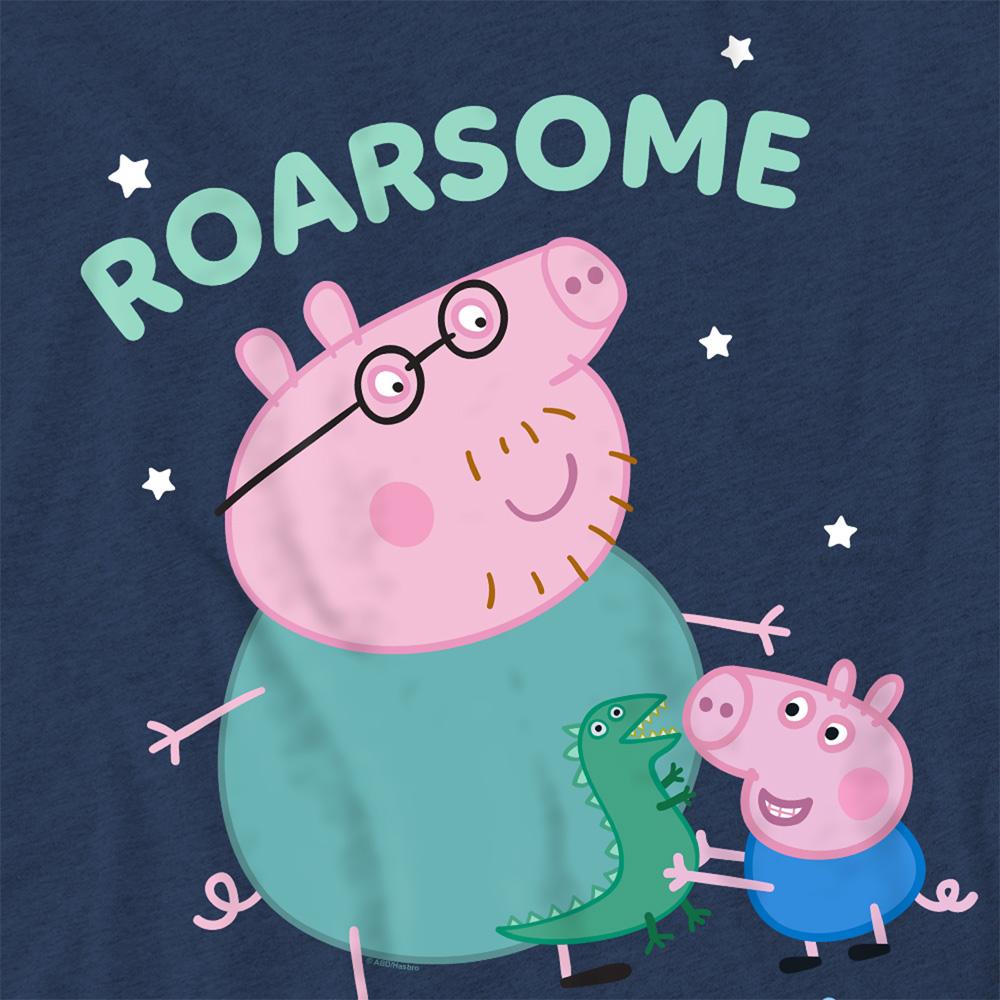 Heather Navy - Side - Peppa Pig Unisex Adult Roarsome Daddy Pig T-Shirt