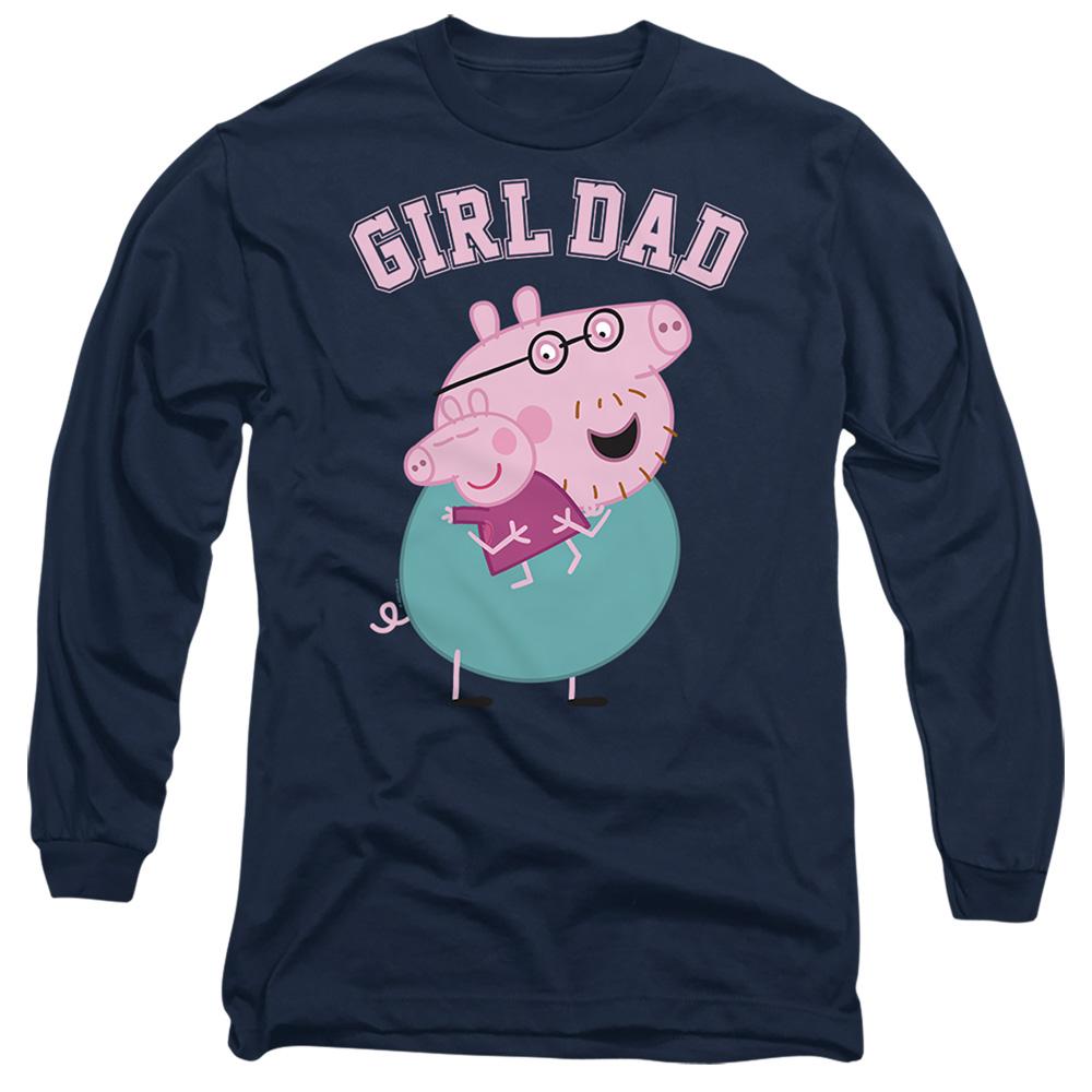 Navy - Front - Peppa Pig Unisex Adult Girl Dad Long-Sleeved T-Shirt
