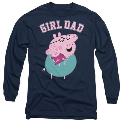 Navy - Front - Peppa Pig Unisex Adult Girl Dad Long-Sleeved T-Shirt