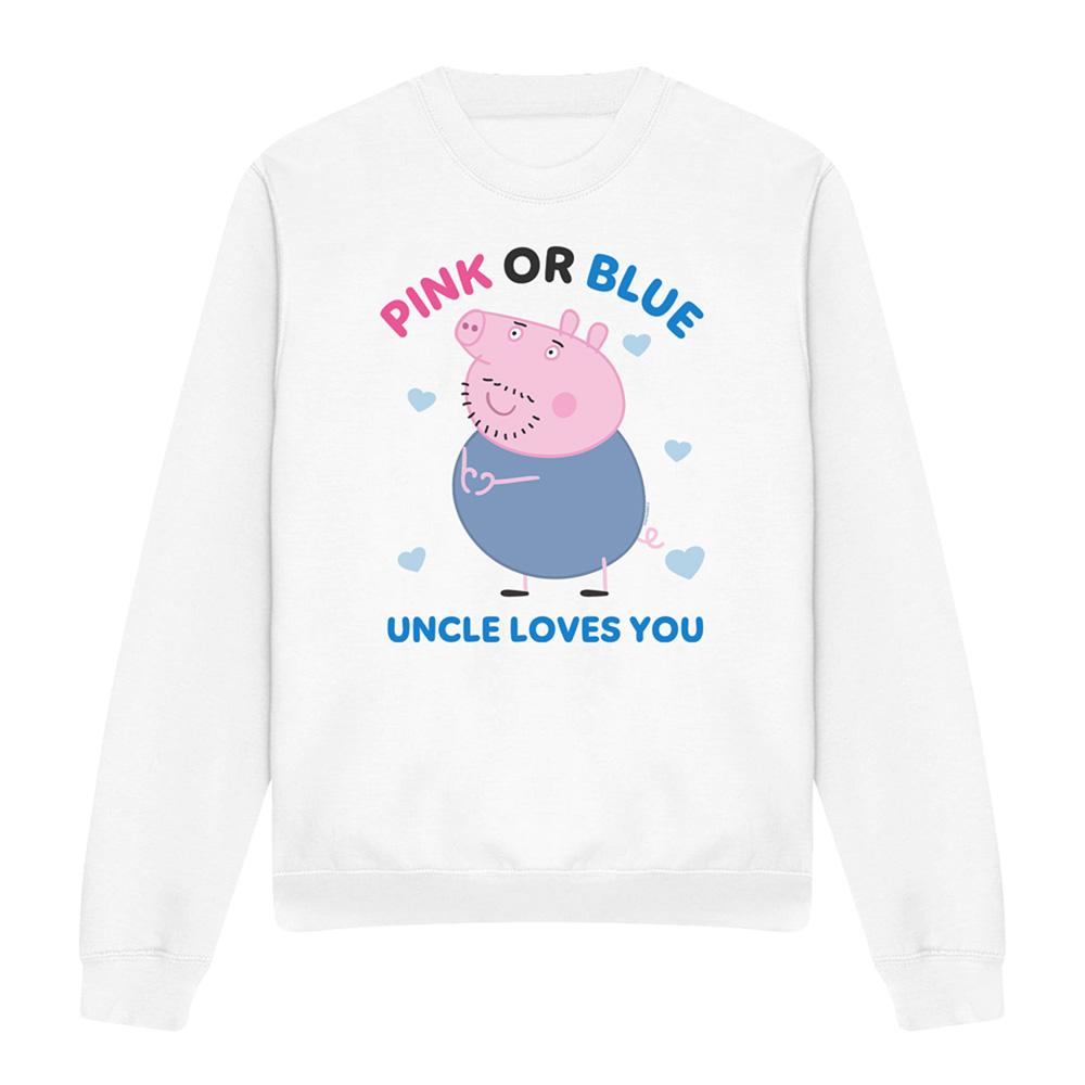 White - Lifestyle - Peppa Pig Unisex Adult Pink Or Blue Uncle Pig Loves You Sweatshirt