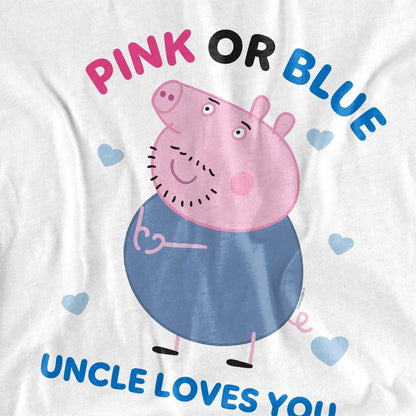 White - Side - Peppa Pig Unisex Adult Pink Or Blue Uncle Pig Loves You Long-Sleeved T-Shirt
