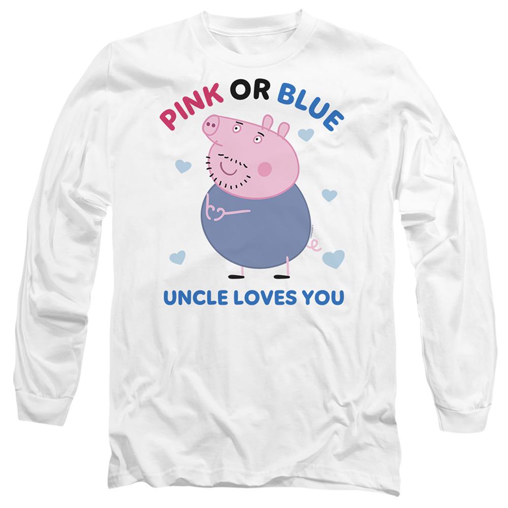 White - Front - Peppa Pig Unisex Adult Pink Or Blue Uncle Pig Loves You Long-Sleeved T-Shirt