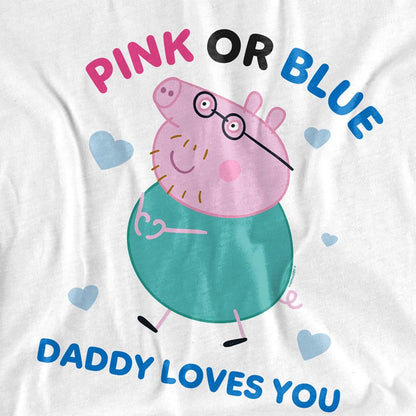 White - Side - Peppa Pig Unisex Adult Pink Or Blue Daddy Loves You Long-Sleeved T-Shirt