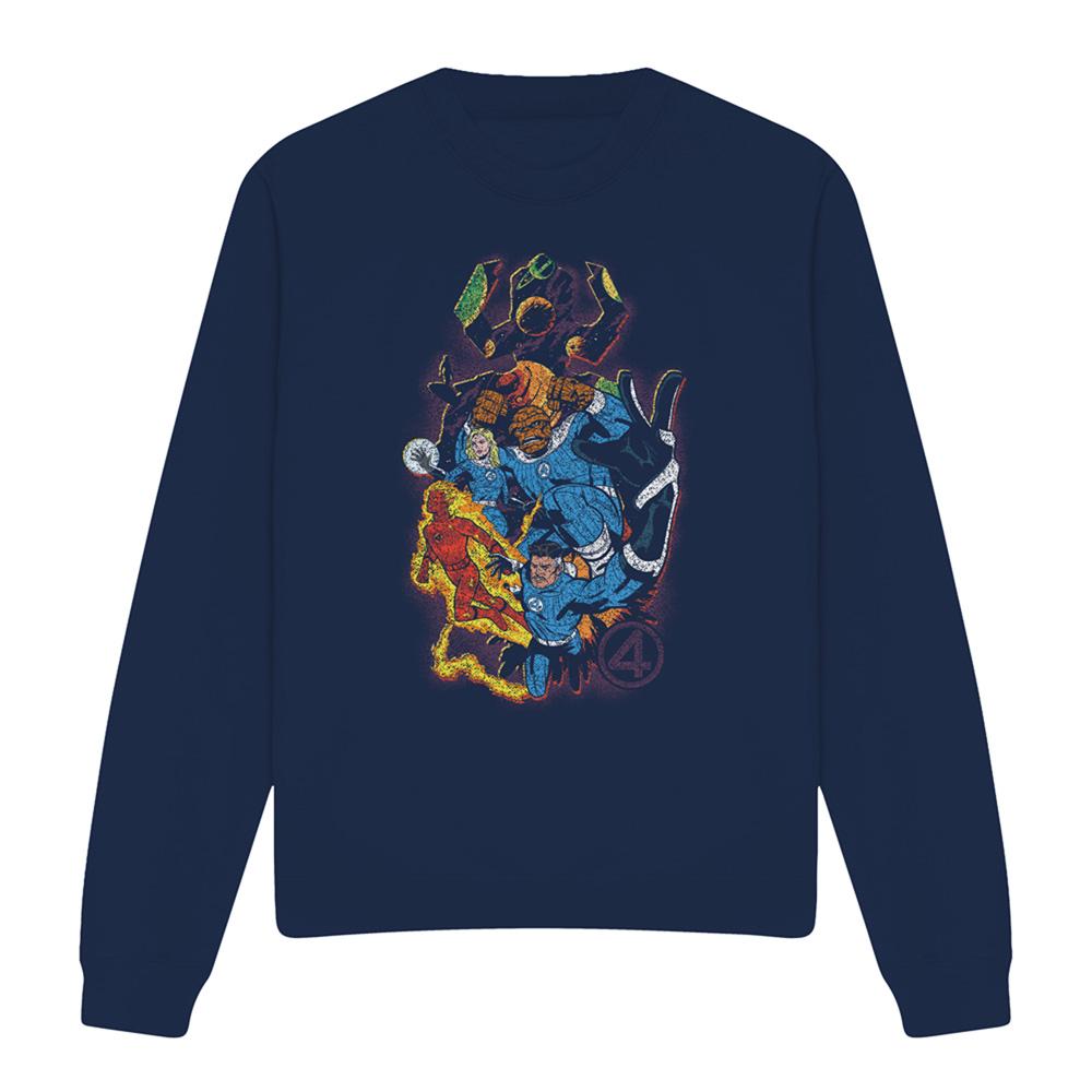 Navy - Front - Fantastic Four Unisex Adult Cosmic Heroes & Villains Sweatshirt