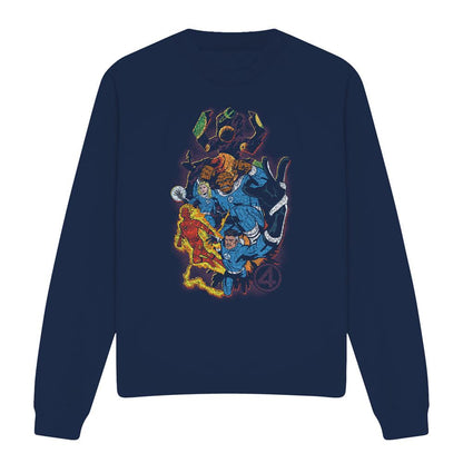 Navy - Front - Fantastic Four Unisex Adult Cosmic Heroes & Villains Sweatshirt
