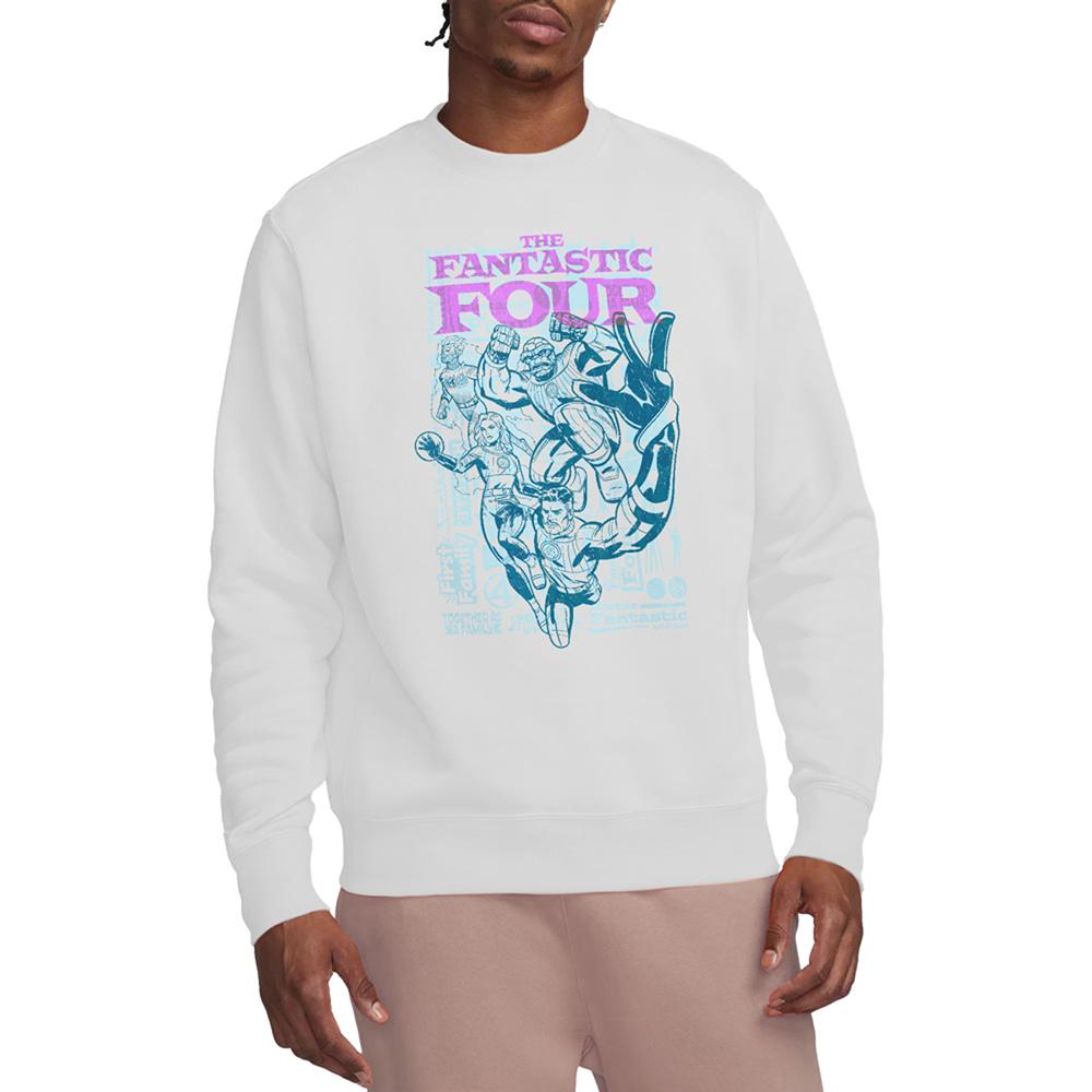 White - Lifestyle - Fantastic Four Unisex Adult Lineart Heroic First Family Sweatshirt