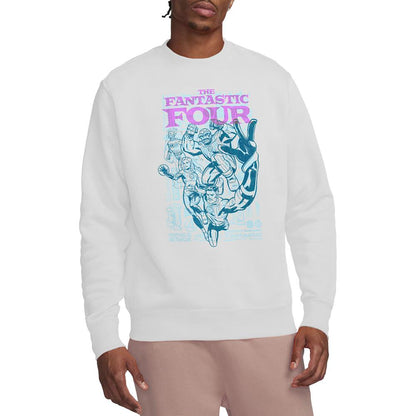 White - Lifestyle - Fantastic Four Unisex Adult Lineart Heroic First Family Sweatshirt