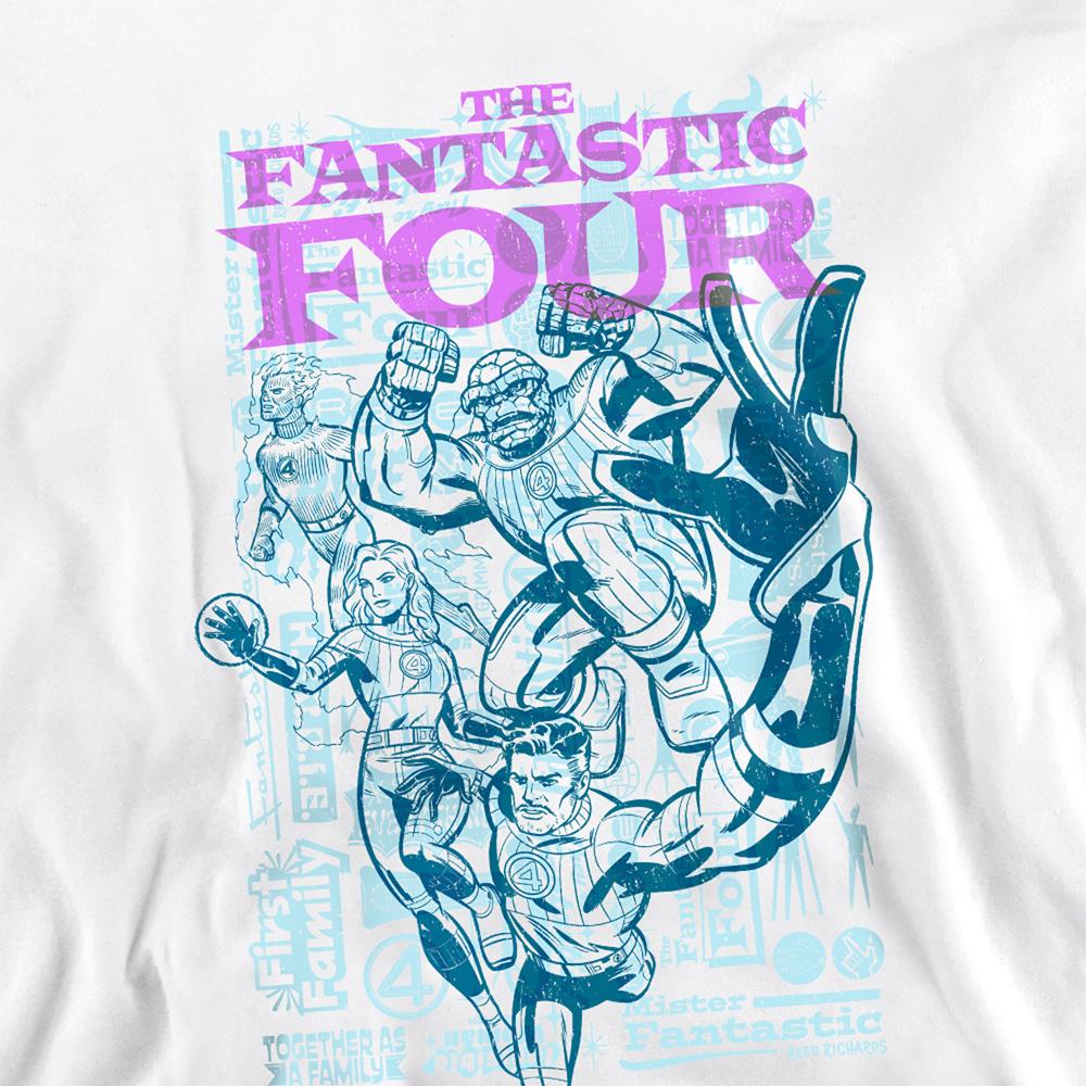 White - Side - Fantastic Four Unisex Adult Lineart Heroic First Family Sweatshirt