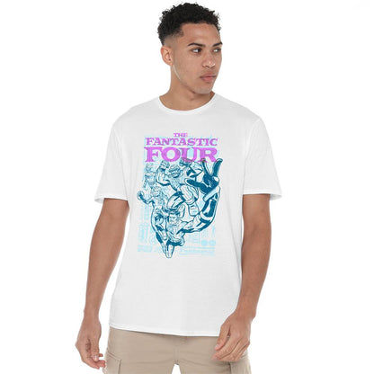 White - Lifestyle - Fantastic Four Unisex Adult Lineart Heroic First Family T-Shirt