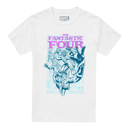 White - Front - Fantastic Four Unisex Adult Lineart Heroic First Family T-Shirt