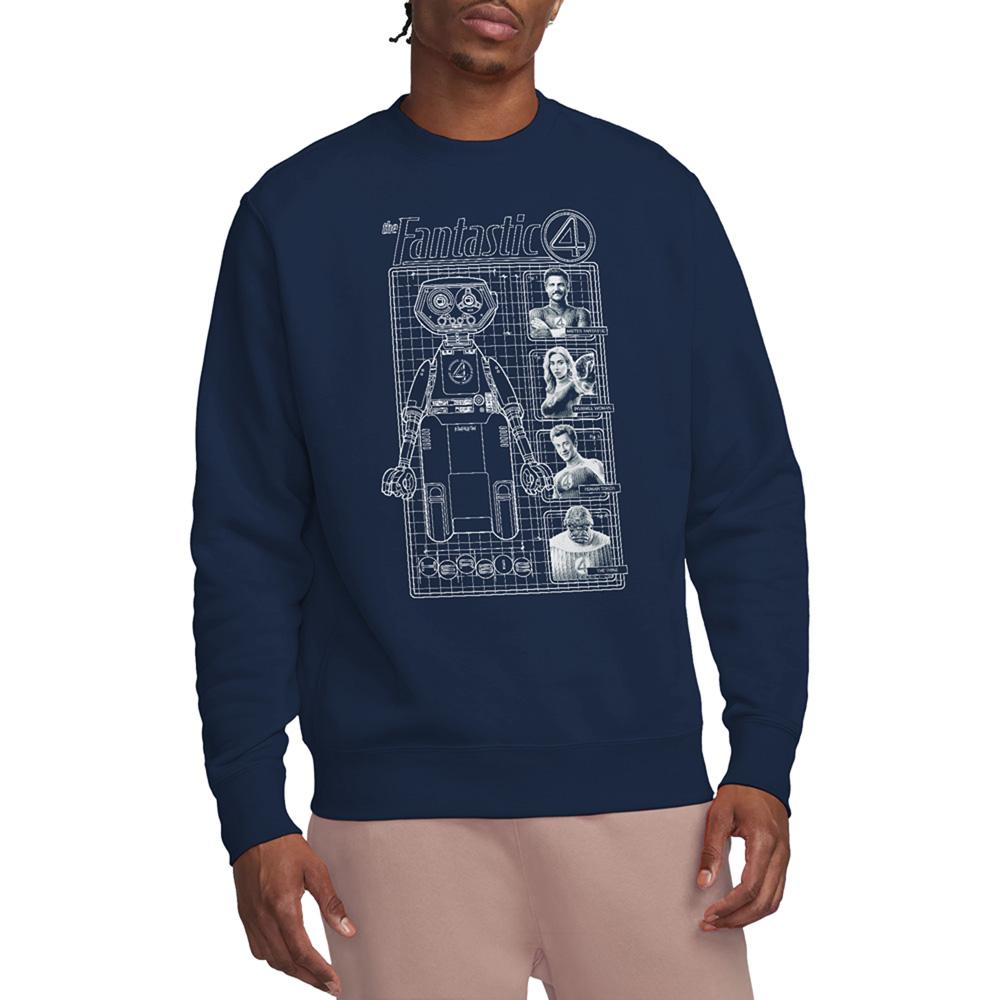 Navy - Lifestyle - Fantastic Four Unisex Adult First Family And Herbie Blueprint Sweatshirt