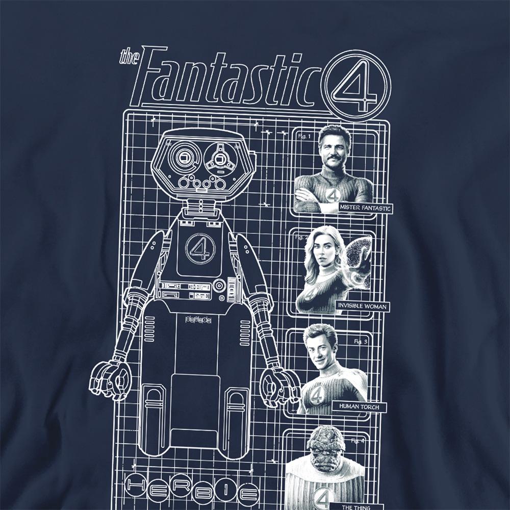 Navy - Side - Fantastic Four Unisex Adult First Family And Herbie Blueprint Sweatshirt