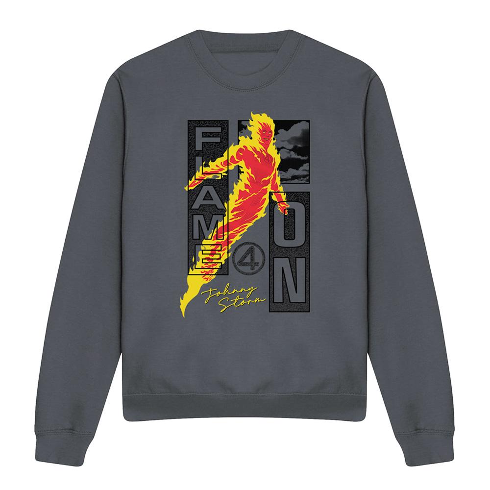 Light Graphite - Front - Fantastic Four Unisex Adult Flame On Johnny Storm Sweatshirt