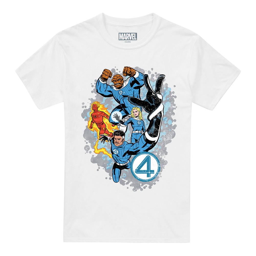 White - Front - Fantastic Four Unisex Adult The First Family Together T-Shirt