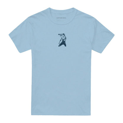 Light Blue - Front - Bruce Lee Unisex Adult Fighter T-Shirt
