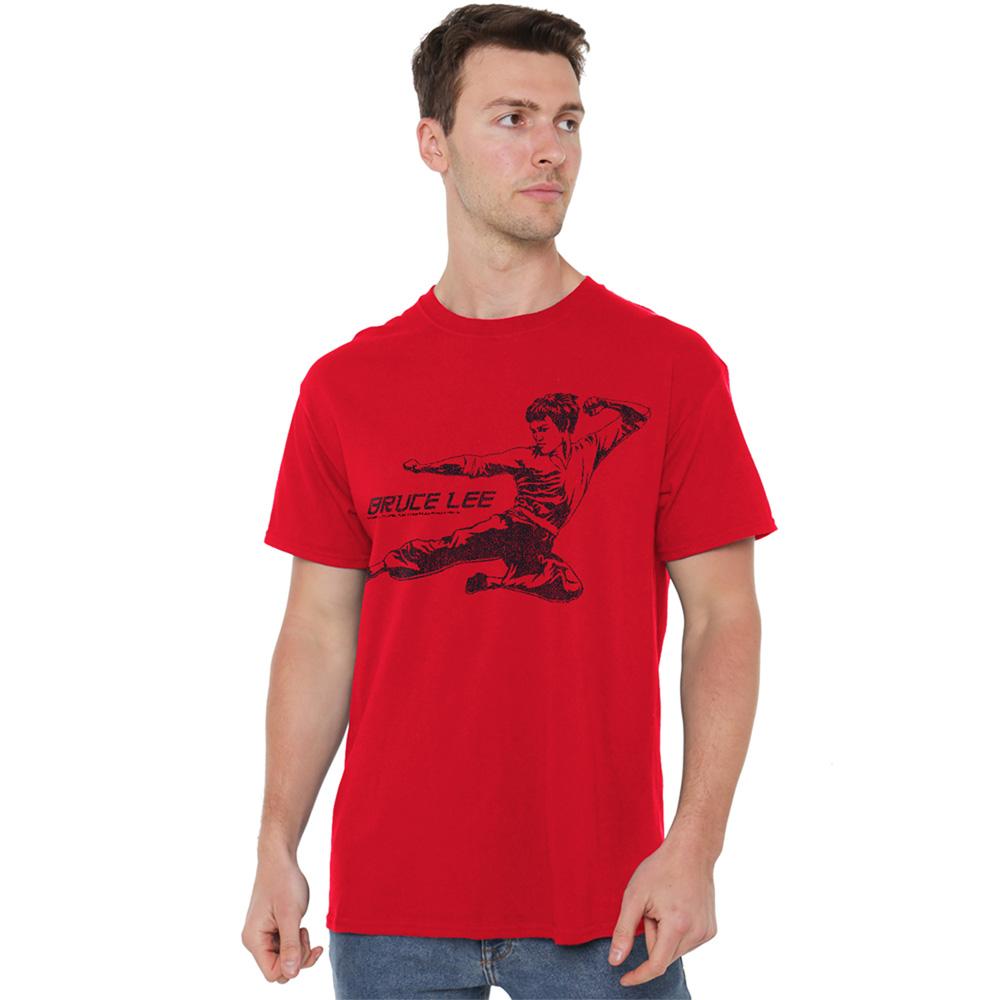 Red - Side - Bruce Lee Unisex Adult Line Kick T-Shirt