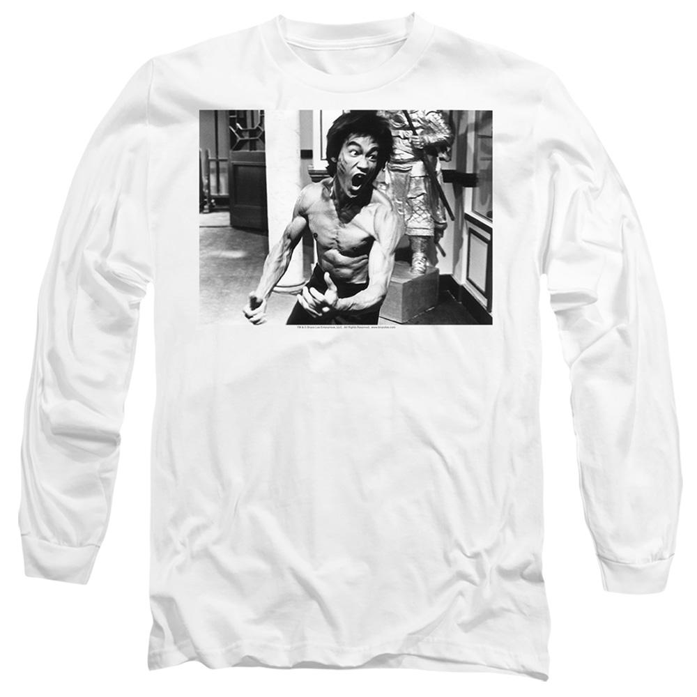 White - Front - Bruce Lee Unisex Adult Full Of Fury Long-Sleeved T-Shirt