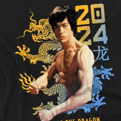 Black - Side - Bruce Lee Unisex Adult Year Of The Dragon Two Tone T-Shirt