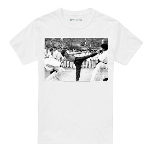 White - Front - Bruce Lee Unisex Adult Kick To The Head T-Shirt