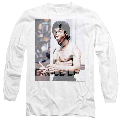 White - Front - Bruce Lee Unisex Adult Revving Up Long-Sleeved T-Shirt
