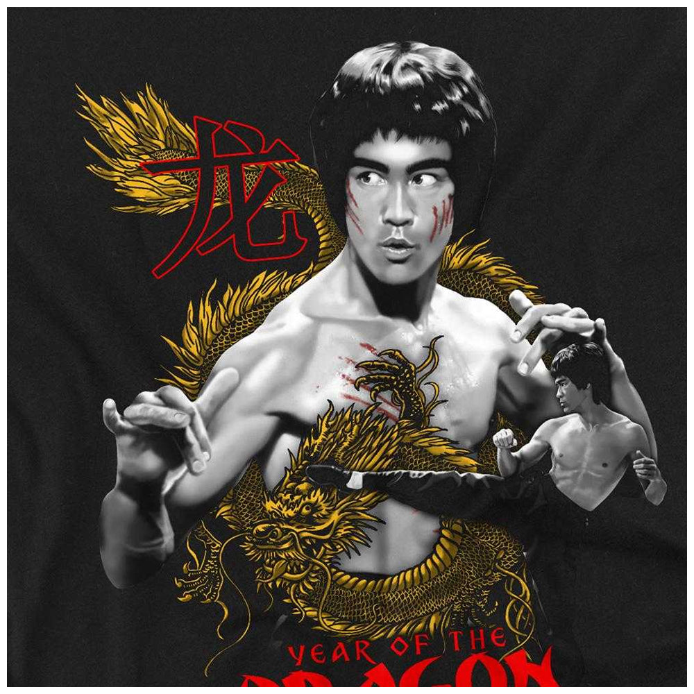 Black - Side - Bruce Lee Unisex Adult Golden Year Of The Dragon Long-Sleeved T-Shirt