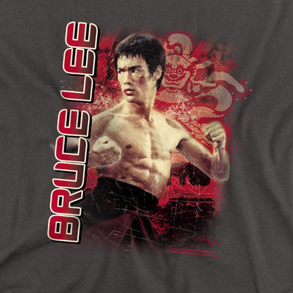 Charcoal - Back - Bruce Lee Unisex Adult Fury Long-Sleeved T-Shirt
