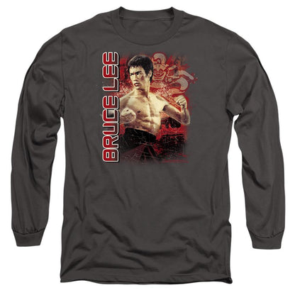 Charcoal - Front - Bruce Lee Unisex Adult Fury Long-Sleeved T-Shirt