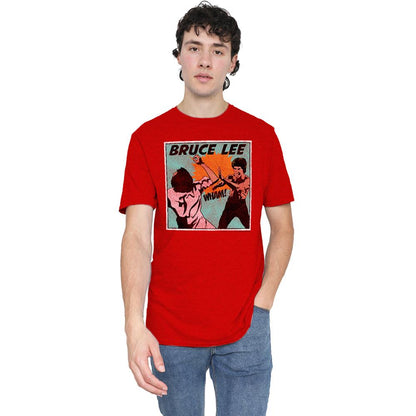 Heather Red - Lifestyle - Bruce Lee Unisex Adult Comic Panel T-Shirt