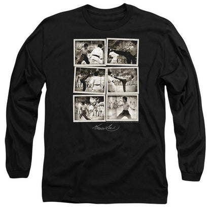 Black - Front - Bruce Lee Unisex Adult Snap Shots Long-Sleeved T-Shirt