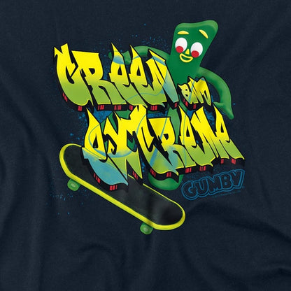 Navy - Side - Gumby Unisex Adult Green And Extreme Long-Sleeved T-Shirt