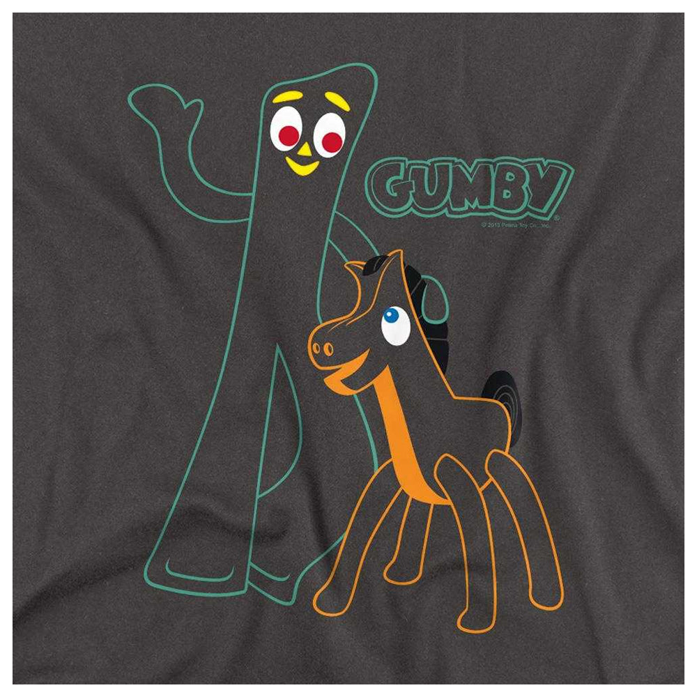 Charcoal - Side - Gumby Unisex Adult Outline Long-Sleeved T-Shirt
