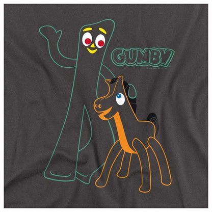Charcoal - Side - Gumby Unisex Adult Outline Long-Sleeved T-Shirt