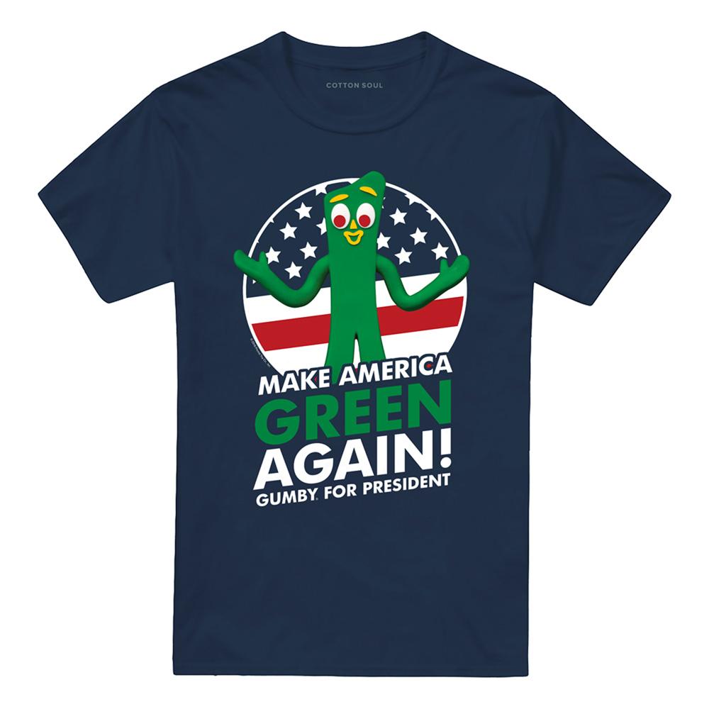 Navy - Front - Gumby Unisex Adult For President T-Shirt