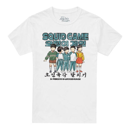 White - Front - Squid Game Unisex Adult Season Three 5 Person 6 Legged Race T-Shirt