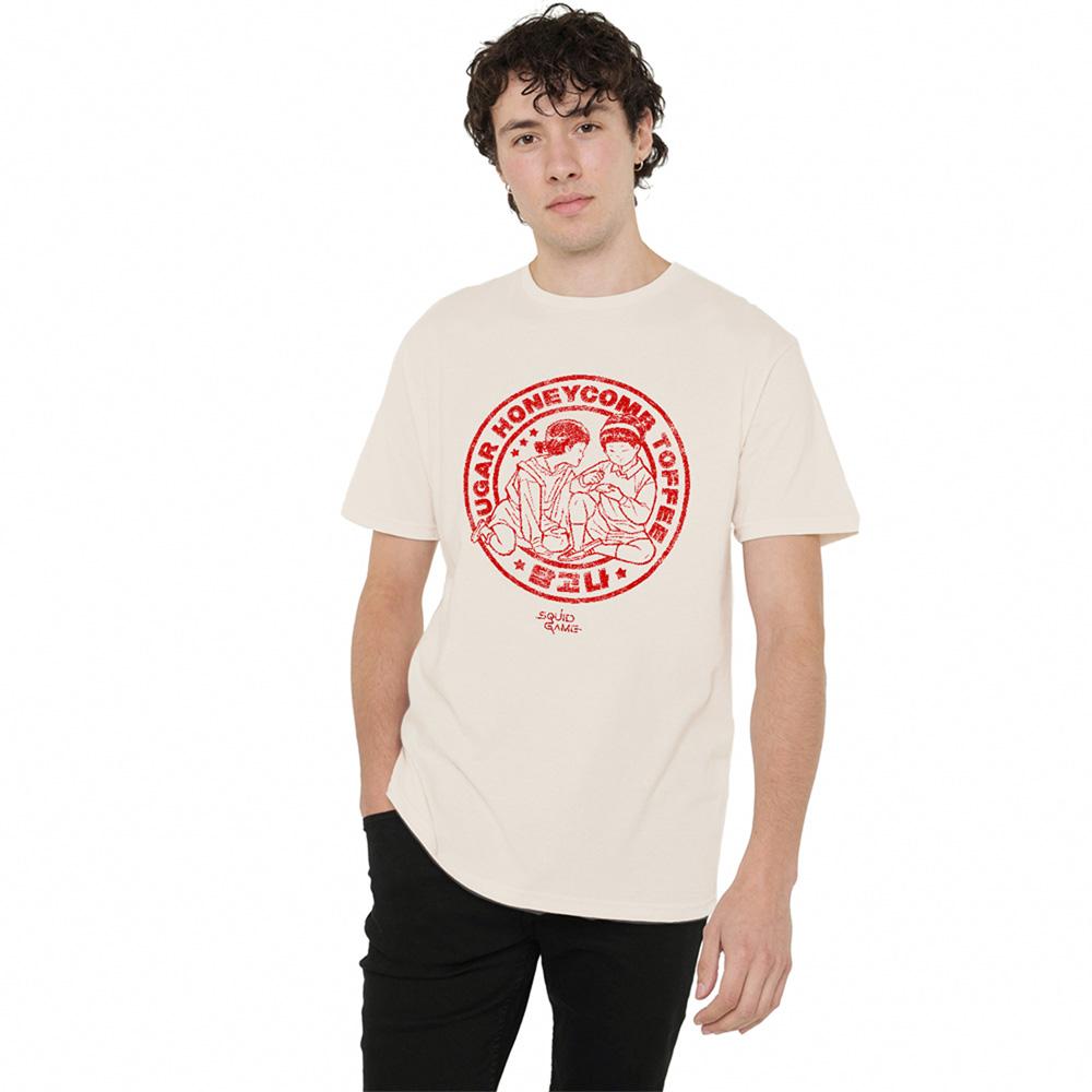 Natural - Side - Squid Game Unisex Adult Season Three Dalgona Honeycomb Toffee T-Shirt