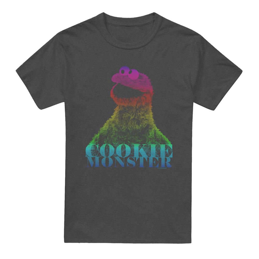Charcoal - Front - Sesame Street Unisex Adult Cookie Monster Half Tone T-Shirt